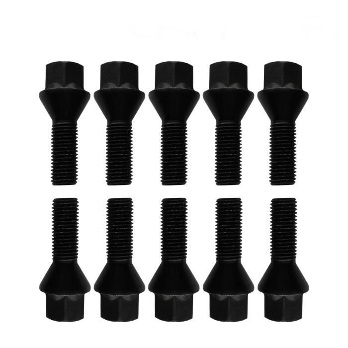 5 Boulons De Roue En Alliage Bimecc M12x1.5 17mm Noir Pour Mini Et Voitures - Neufs