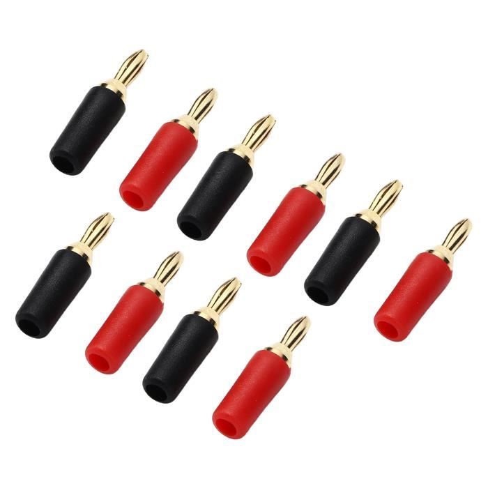 Connecteurs Banane Plaqués Or 24 Carats - 4 Fiches (2 Paires) - Pour Câbles Haut-parleur SKW - 4