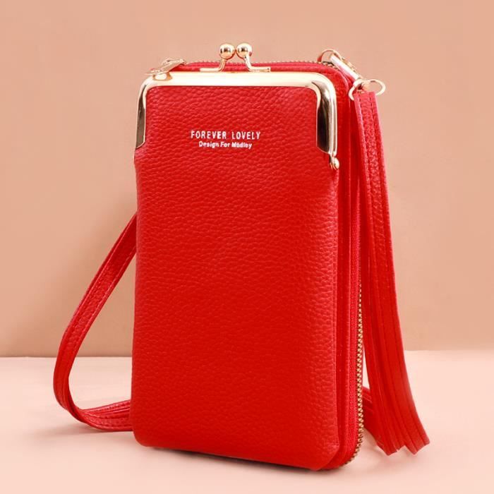 Mini sac besace femme porte feuille en cuire PU Sac main sac de