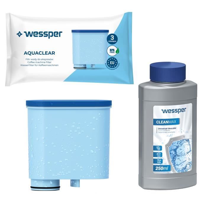 Filtres et détartrant pour machines à café Saeco/Philips - WESSPER - AquaClear CA6903 - CleanMax 250ml