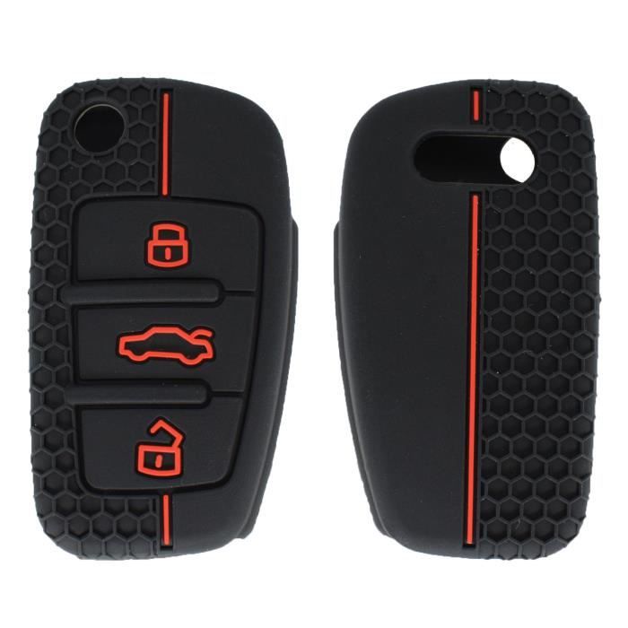 Coque Clé Voiture Audi Fibre De Carbone - Compatible A3, A6, Q7, Q8, E-Tron (2020-2025) - 3 Boutons - 3