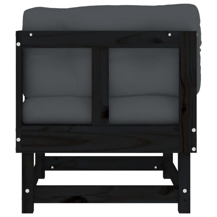 yosoo canapé d'angle avec coussins noir bois de pin solide 130113 - haute qualité