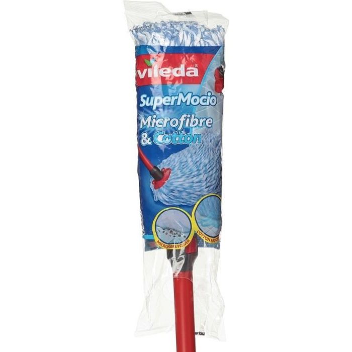 VILEDA Balai à franges SuperMocio avec housse microfibre & coton