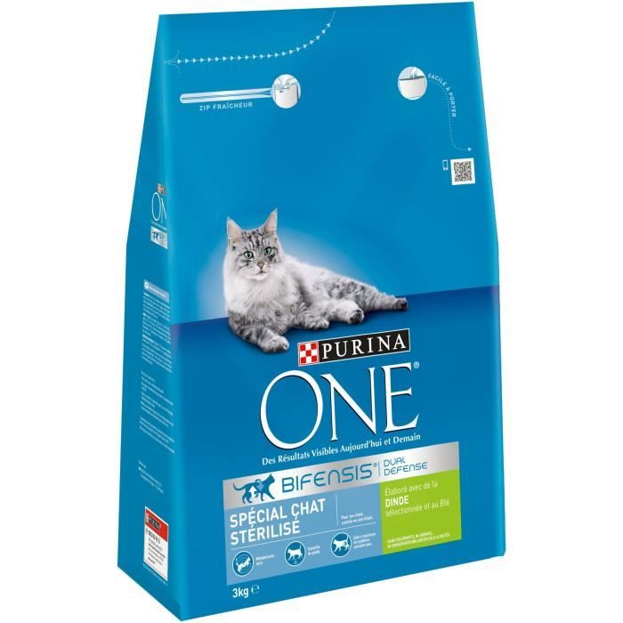 PURINA ONE Croquettes à la dinde et au blé - Pour chat adulte stérilisé - 3 kg