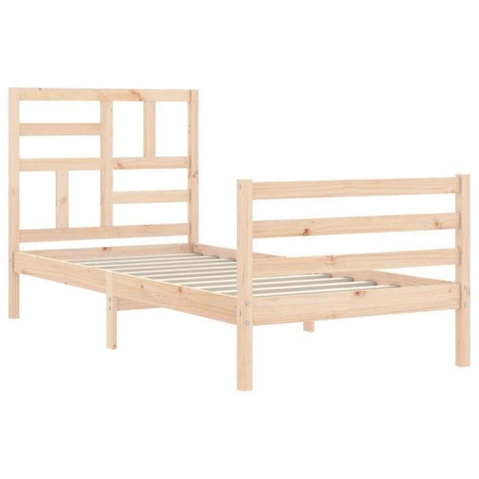 cadre de lit en bois massif zerodis a3194856 hb022 - blanc - 70 x 190 cm - campagne