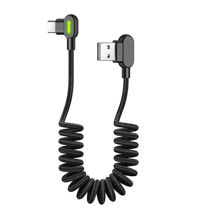 Câble USB C court - Câble de charge USB C 90 degrés Câble Spirale