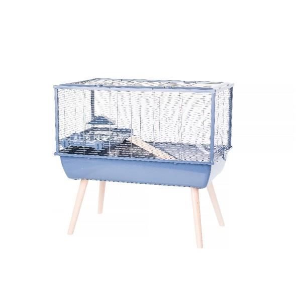 cage grillagée petit rongeur sur pieds neolife 80 - zolux bleu