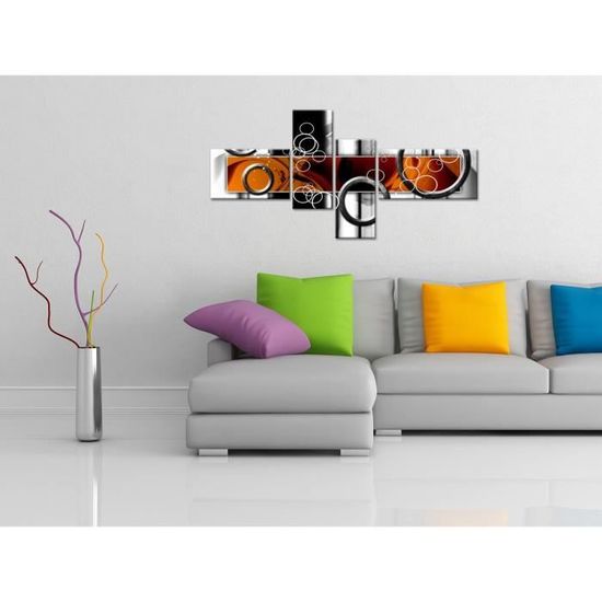 Tableau Deco Design Abstrait Deco Anneaux 130x65 Cm Achat Vente Tableau Toile Cdiscount
