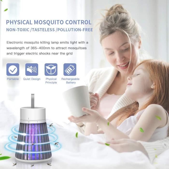 Mosquito Killer Lamp Électrique Rechargeable Zapper Bug Fly Piège à  insectes Uv Light