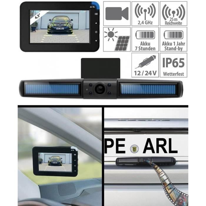 Caméra de recul solaire sans fil Lescars avec grand écran couleur et  boîtier étanche - Cdiscount Auto