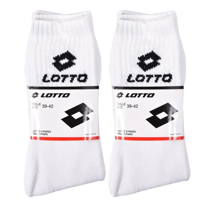 Chaussettes homme LOTTO Modèle Tennis Pack de 6 Paires Tennis Blanches