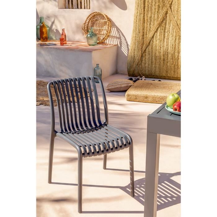 SKLUM Lot de 2 Chaises de Jardin Empilables Wendell Gris Graphite Cdiscount Jardin