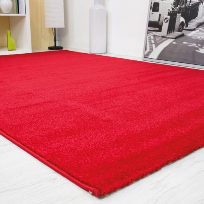 Tapis de salon - VIMODA - Rouge - 120x170 cm - Poils courts ...