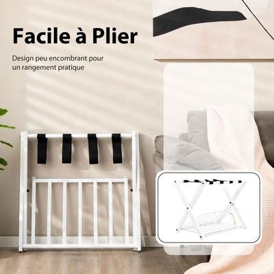 SMIBUY Porte-bagages, Paquet De 2, Porte-valise Pliable En Bambou Avec étagère De Rangement Pour Chambre D'amis, Chambre à Coucher, Hôtel, Robuste (naturel