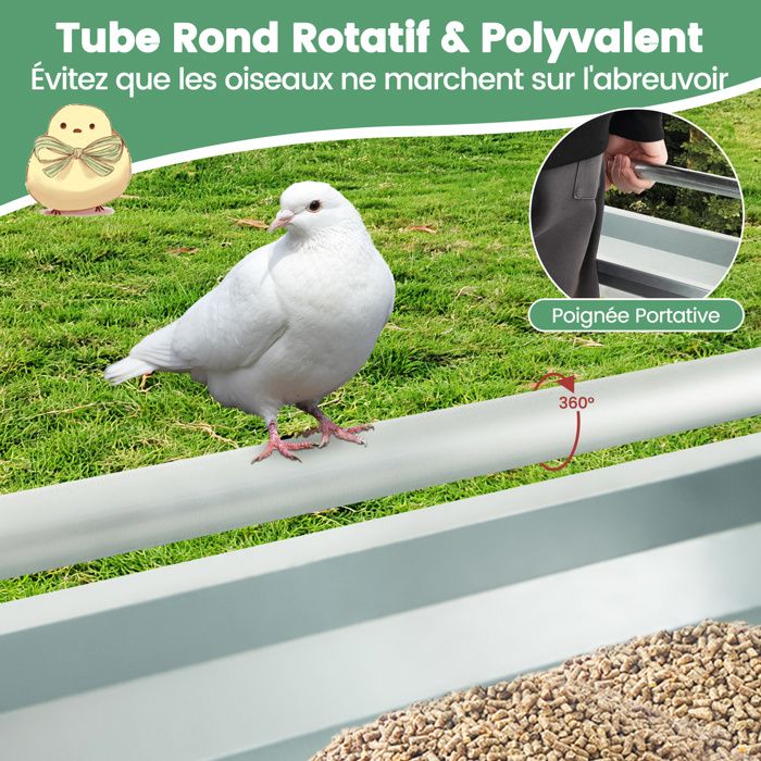 Support Météal Réglable Pour Abreuvoir à Poules - 4 Hauteurs, Base En Fer Lourde - Compatible Seaux Ronds/Carrés