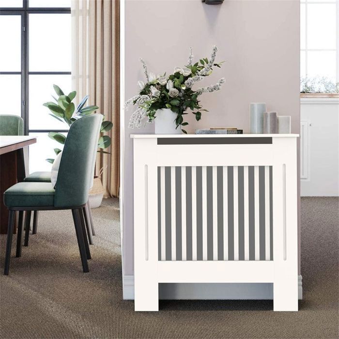 Cache Radiateur Blanc Bois - Grille Cache-Radiateur Maison de Chauffage ...