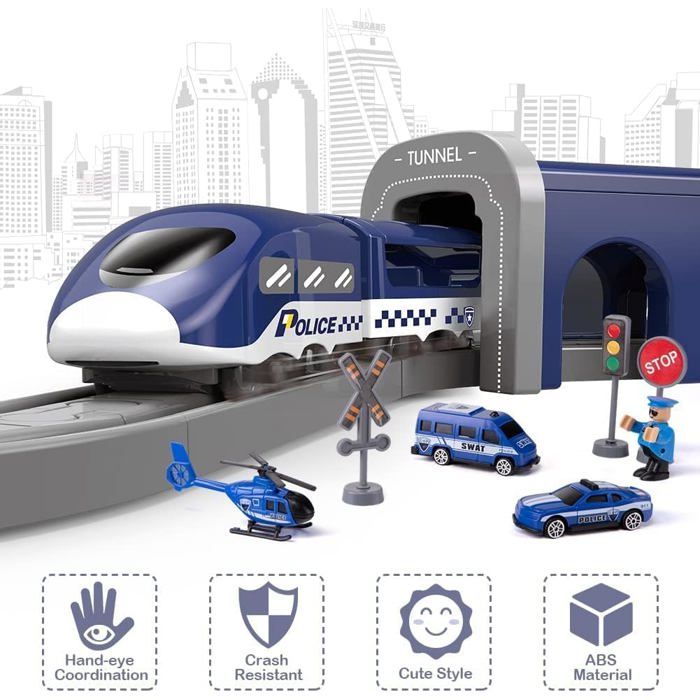 LZDMY Circuit Train Électrique 104 Pièces – Voiture Et Pont Pour Enfants 3-8 Ans