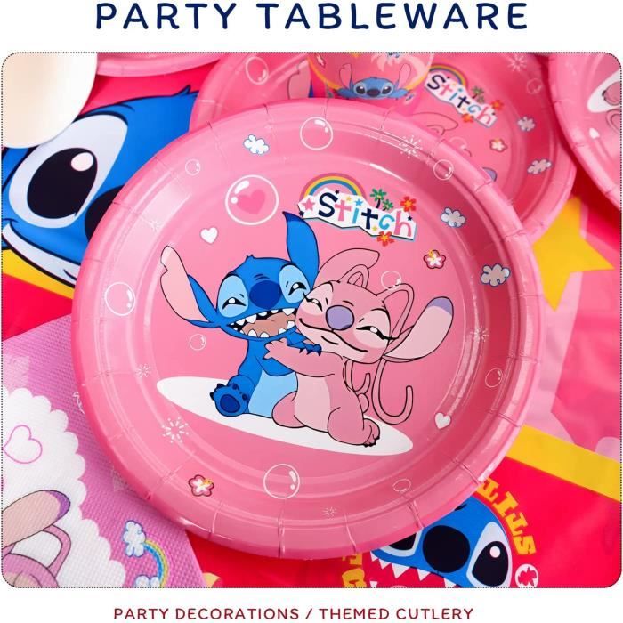 Assiettes Jetable - Vaisselle D anniversaire Déco Lilo & Stitch Papier  Enfants Rose Party Thème Set Anniversai - Cdiscount Maison