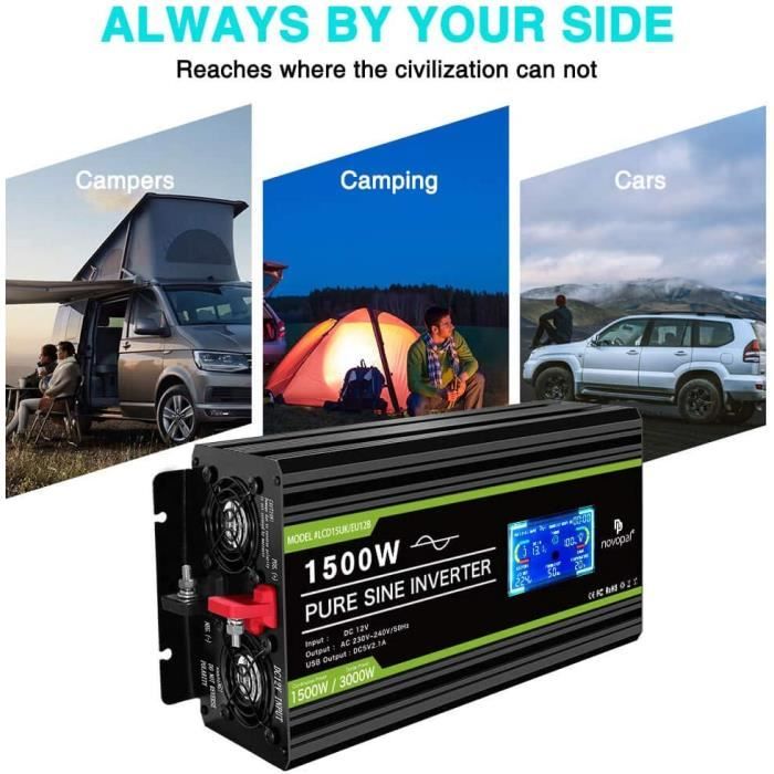 Convertisseur 12V-230V PUR SINUS 1500W pour Camping-car Caravane
