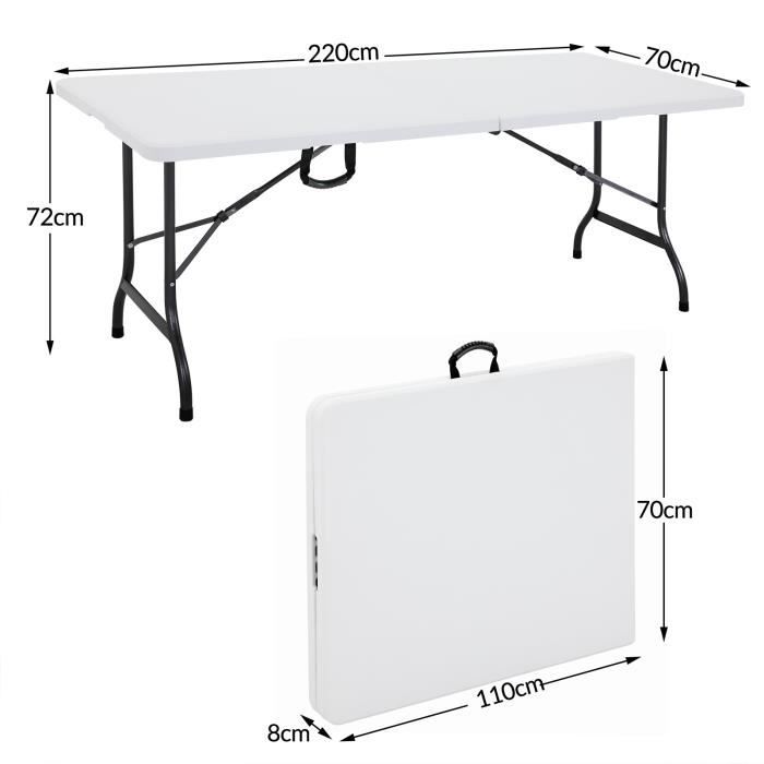 Table pliante BRACKED 96x70 cm blanche/marron