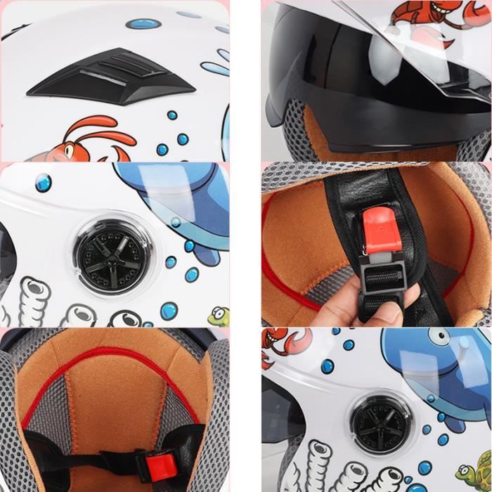 Casque Moto Enfant Fille Garçon Casque Jet Avec Visière, Casque Scooter, Casque Scooter, Casque Cyclomoteur, Casque Vélo F,48-55cm