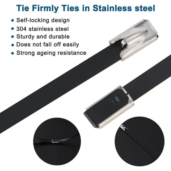 Jissta 120 Pièces Collier De Serrage Inox,300mm×4,6mm,Collier De Serrage Inox En Acier