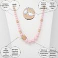Collier d'allaitement - bijou silicone de dentition - Rose et bois - sans BPA ni phtalates - certifié en laboratoire français-3