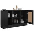 Maison🌏- Buffet à tiroirs Salon Commode bahut Armoire latérale Moderne Noir brillant 120x30,5x70 cm Aggloméré❤1535-3