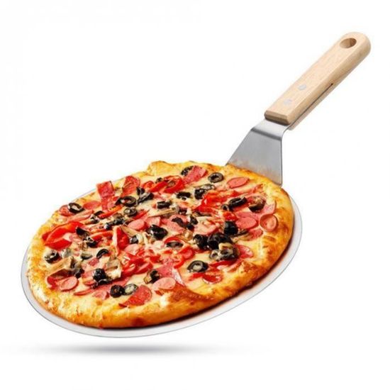 YSINFOD Pelle à Pizza en Acier Inoxydable avec Manche en Bois Pizza Peel Cuisine Cuisson Cuisson Outil Photo Couleur