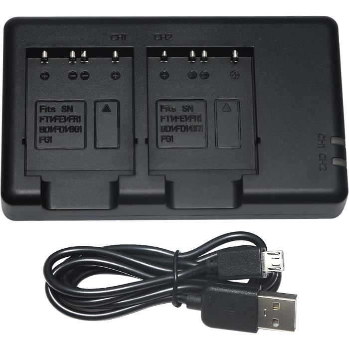 Batteries Np-fv50 Remplacement Pack 2 Batteries NP-FV50 Chargeur Double USB - Compatible Sony Caméscope HDR-PJ340/PJ350/PJ580, Etc. Batterie Sony Hdr-pj340 Dste