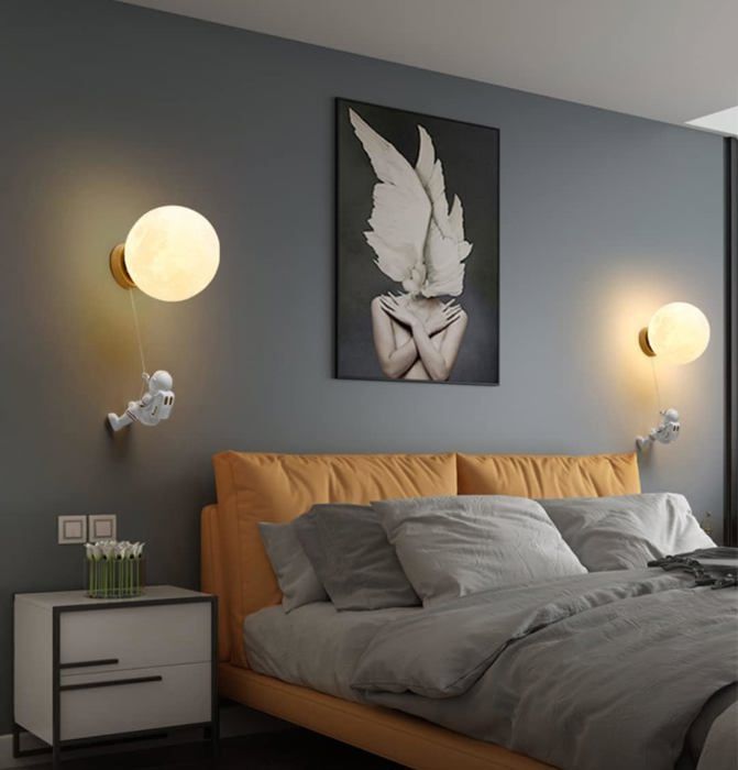 Applique Murale LED Enfant Étoile Lune Astronaute – 7W, 3 Températures, Design Veilleuse Chambre Garçon Fille