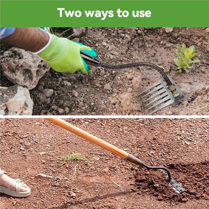 Râteau De Jardin En Acier Au Carbone 5 Ou 6 Dents Détachable - Outil Robuste Pour Désherbage Et Jardinage
