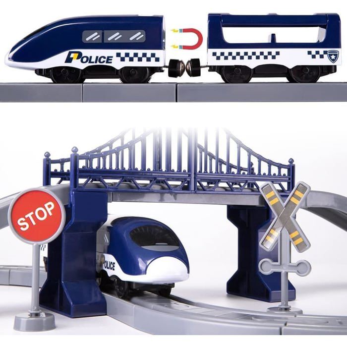 LZDMY Circuit Train Électrique 104 Pièces – Voiture Et Pont Pour Enfants 3-8 Ans