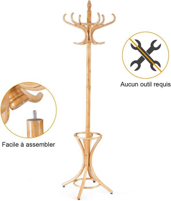 Porte-manteau Sur Pied Thonet Elegantia - Bois Finition Chêne + Porte-parapluie