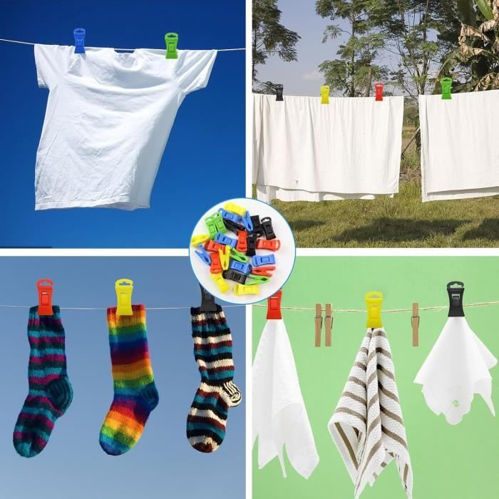 Lot De 50 Pinces à Chaussettes Pour Lave-linge Et Sèche-linge - Clips Colorés Anti-Perte