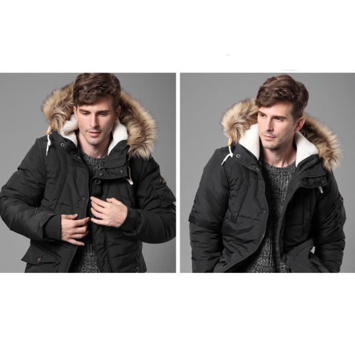 Parka Homme Manteau Hiver Collier de fourrure a capuche longue Doudoune Vetement Masculin Cdiscount Pret a Porter