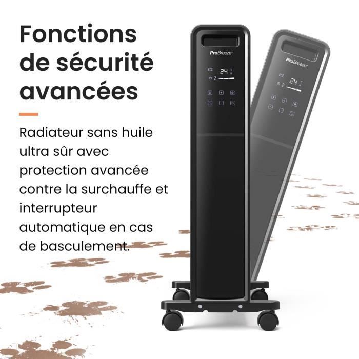 Radiateur bain d'huile 2500W avec Thermostat et Minuteur - Chauffage