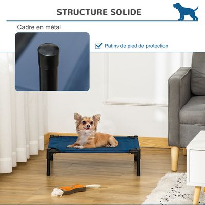 PawHut - Lit Surélevé Rafraîchissant Anti-UV H.61 Cm - Gris