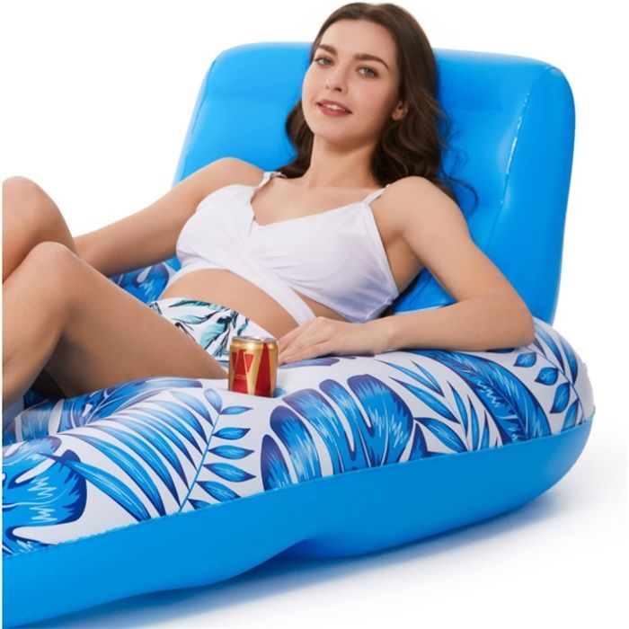 Bestway Bouée gonflable vert bleu avec filet fauteuil gonflable piscine lounge