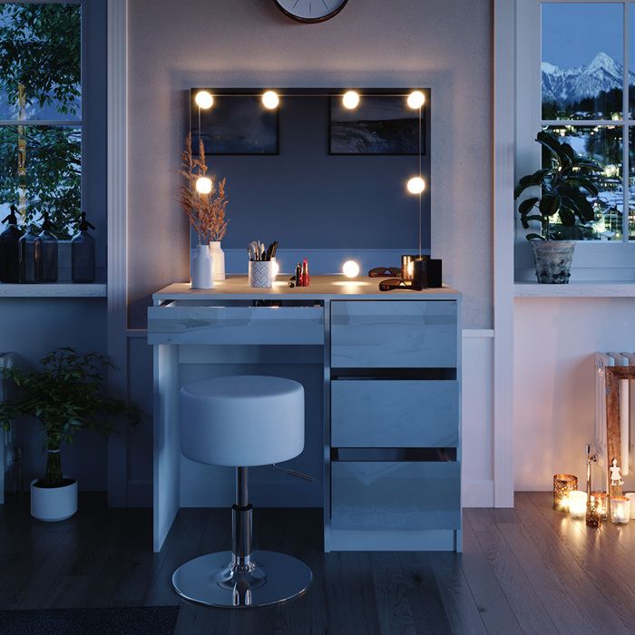coiffeuse, MEUBLE MAQUILLAGE, blanc, complet