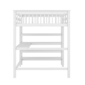 Cadre De Lit En Métal 140 X 200 Cm, Lit En Fer Avec Bureau, Lit Mezzanine Avec Quatre Petites étagères Et Une Grande Bibliothèque Pour Enfants, Adolescents Et Adultes, Noir (140 X