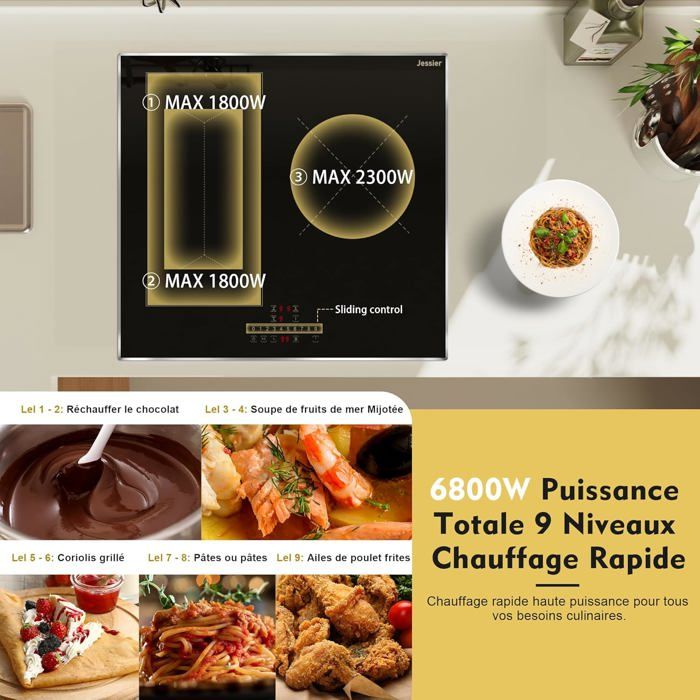 Plaque induction 3 feux SUTEO Flexible 6800W 9 niveaux de — free download