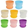 wantouth petits pots de fleurs en plastique coloré pour la décoration de votre jardin avec plateau, semis pépinière, pot de f-0