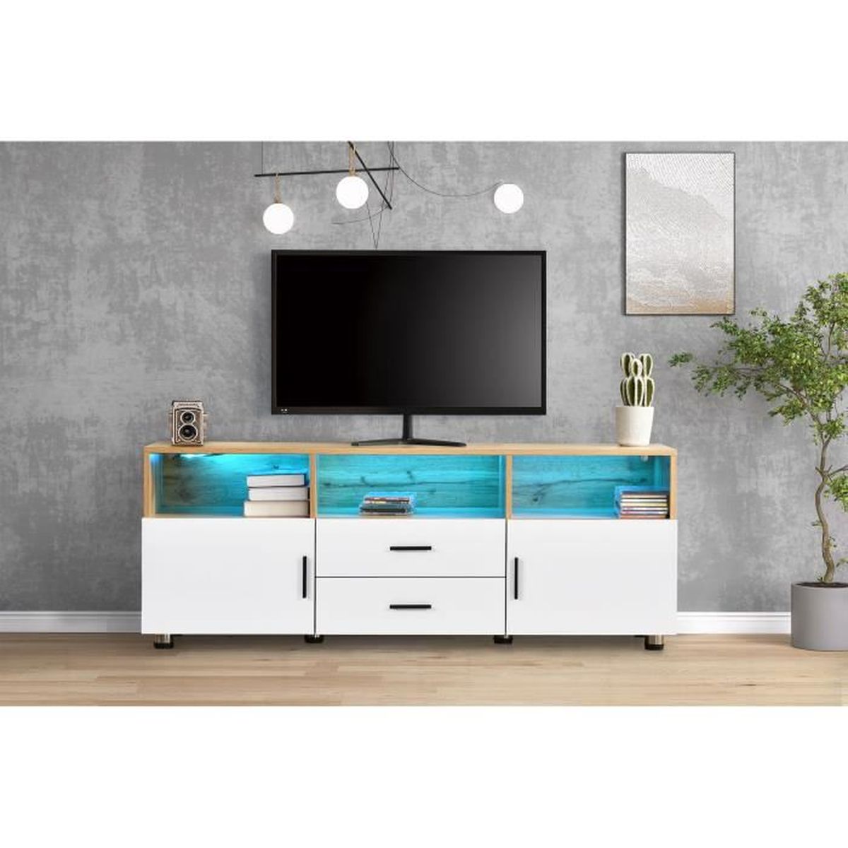 Armoire de télévision moderne,Meuble TV/Banc TV (138 x 33.5 x 52.5 cm