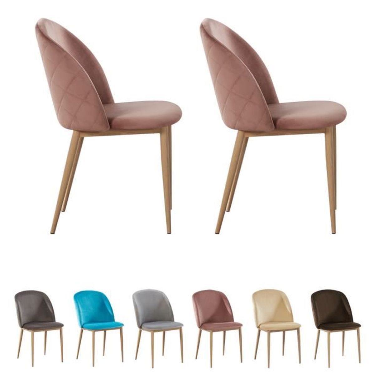 MCC Lot De 2 Chaises De Salle À Manger Velours Au Design Moderne avec