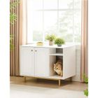 BRAND Maison de Toilette Chat, Table d'appoint en Bois pour Animal Domestique, Convient à la Plupart des Chats et bacs à litière, Blanc