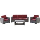 Salon de Jardin Chillvert Treviso en Résine 1 Canapé + 2 Fauteuils + Table Gris Clair