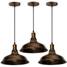 WOTTES 3pcs Rétro Lustre Suspension E27 27cm Luminaire Style Industrielle pour Salon Couloir Cuisine Bronze