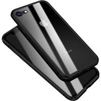 Coque iPhone SE (2020), Housse Étui Adsorption Magnétique Double face Verre trempé Couverture pour iPhone SE (2020) 4.7" -Noir