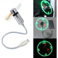 USB Clock Fan,Mini Ventilateur USB,avec Lumière LED Affichage Temps Réel,Ventilateur de col de Cygne,pour Ordinateur Portable et PC